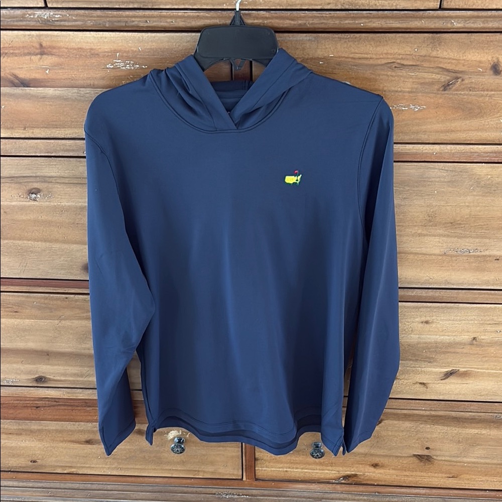 Blue Hooded Long Sleeve Shirt